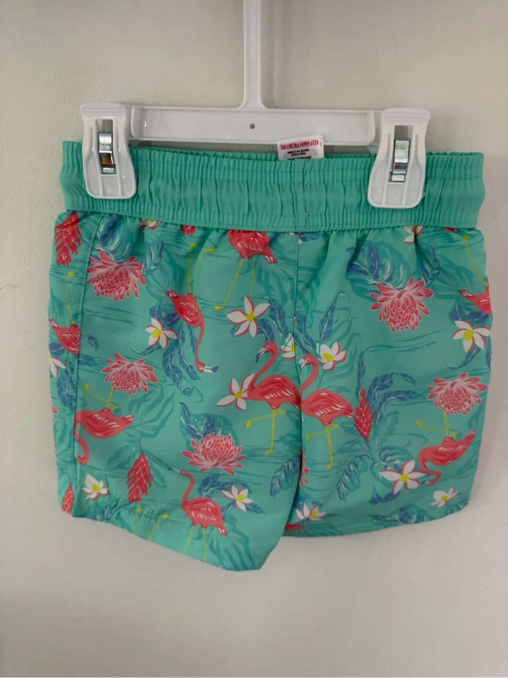 Tommy Bahama Mint Green & White Kids Rash Guard Set with Flamingo Print Trunks